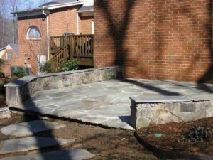 Patio and Garden pathway construction in a charlotte garden