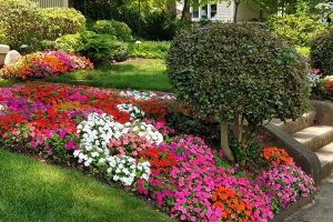 Landscaping Design and Installation with flower beds and shrubs