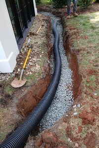 Charlotte, NC lawn getting yard drainage installed