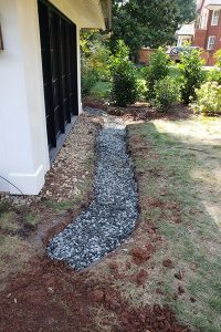 Charlotte, NC lawn getting French drains installed