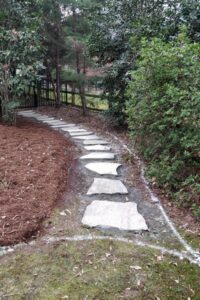 Charlotte, NC's Landscape paver walkway and mulch bed installations