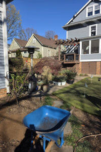 Fresh soil bed preparation by top garden landscapers at a Charlotte, NC residential property.