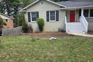 Front yard curb appeal transformation in process by Top garden landscaping company in Charlotte, NC.